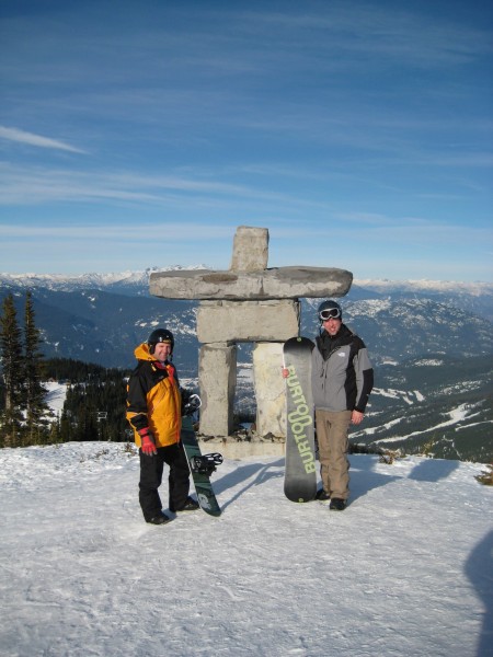 Rockman at the mid mountain lodge after a snowboarding lesson!