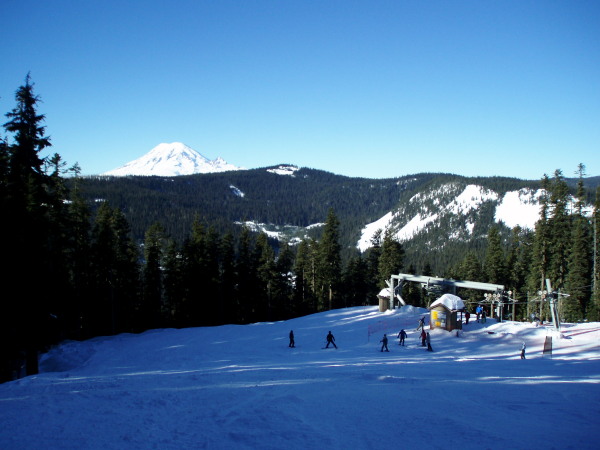 mt. ranier from the bottom of chair 4