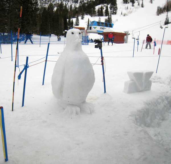 snow art at the Gadzoom chairlift