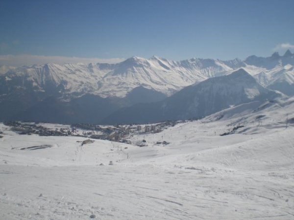 View of La Toussuire in the distance