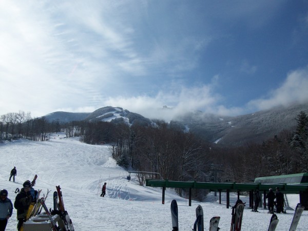 Looking up Cannon Mt. from the base of Peabody Express Quad