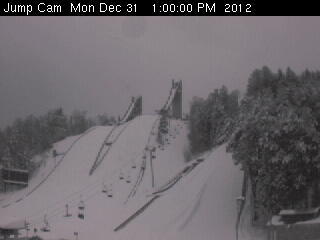 View of the K 90 and K 120 towers at the MacKenzie-Intervale Ski Jumping Complex