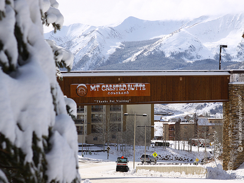 Snowy Days Have Returned to the Gunnison Country : : : : : : : : : : : :
Good Morning and Happy Friday! Today’s first shot is looking out past the Mt. CB footbridge at Whetstone Mountain. Winter has definitely moved in the high country around Crested Butte!
: : : : : : : : : : : : We’re under cloudy skies this morning with scattered snow showers. Temps are chilly, too, with the top of Gold Link showing 12 degrees, CB South at five above zero and Gunnison showing 10 degrees. It’s excellent snowmaking weather! Two more shots for you today . . .
