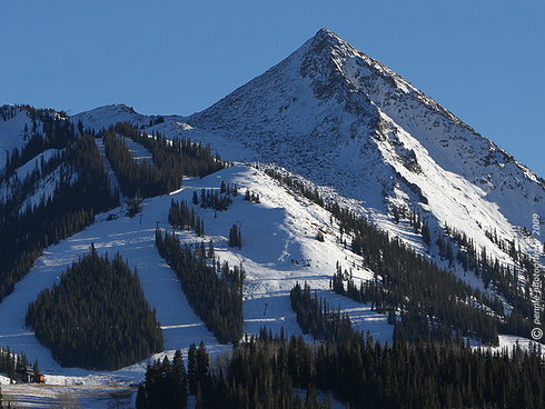 Snowy Upper Mountain at Crested Butte Mountain Resort     : : : : : : : :   
The 12,162’ peak and northerly aspects of Crested Butte Mountain are looking chalked full of snow, aren’t they?  Oh, so tempting.  I found Tuesday’s shot on what turned out to be a very pleasant Monday afternoon in Mt. Crested Butte.  Enjoy this weather . . . the snow and cold will be here before we know it.  Have groovy day out there!  
