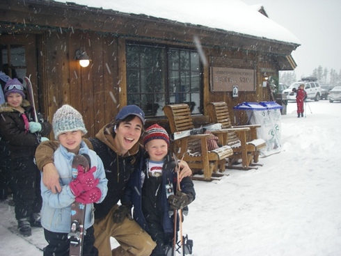Steve from the Rental and Reapir Shop fits these little shredders for a day of great skiing here at Moonlight Basin. 