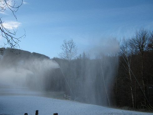 First snowmaking of the season! Jiminy's snowmaking crew was back on the mountain overnight shaking down the system in preparation for the real thing coming in a couple of weeks!