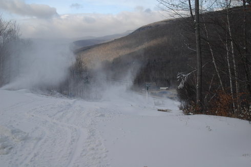Snowmaking continues...we open Saturday the 22nd with top to bottom skiing!